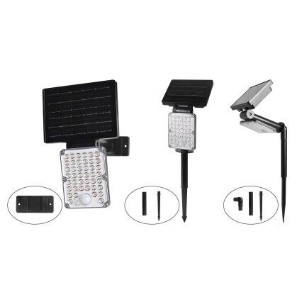 Top Light - Luminaire solaire LED avec capteur 3 en 1 ZENITH LED/10W/3,7V 3000/4000/6500K IP54 2400 mAh