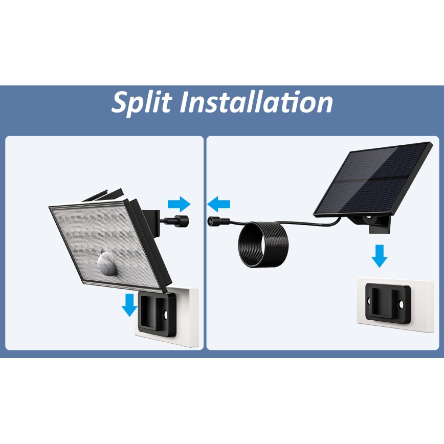 Top Light - LED-Solarwandstrahler mit Sensor HELEON VARIO LED/8W/3,7V IP65 4000K 2200 mAh + Fernbedienung