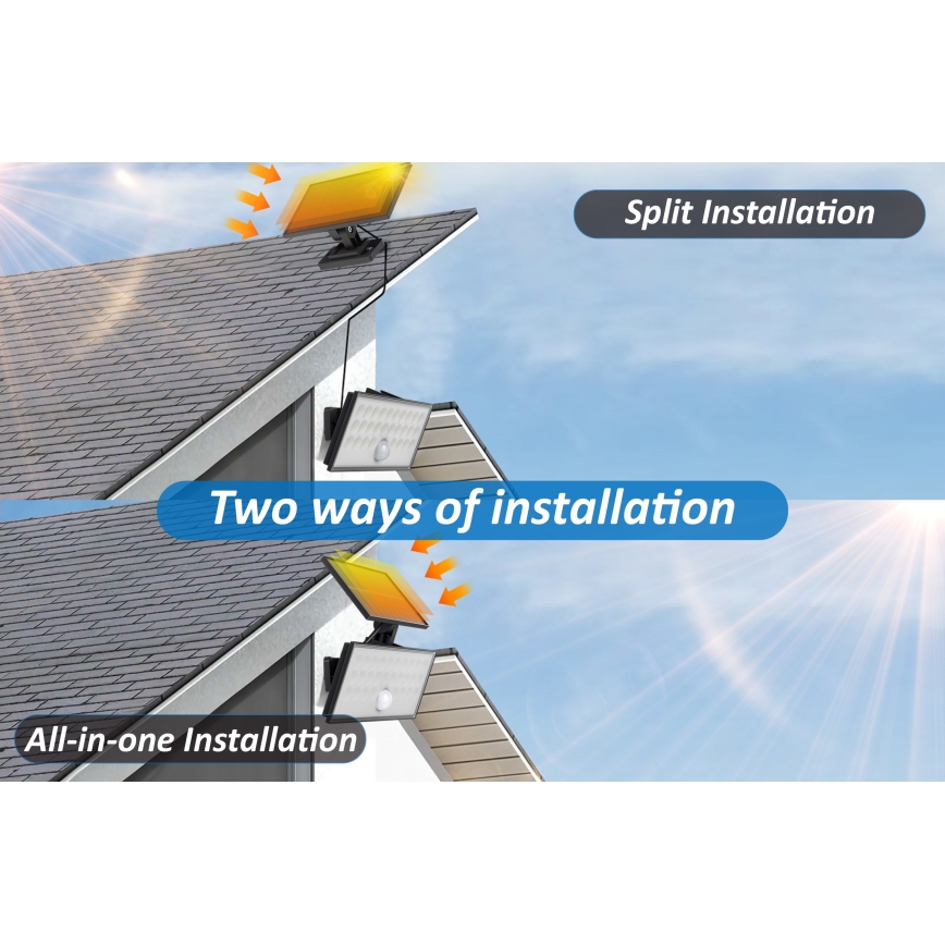 Top Light - LED-Solarwandstrahler mit Sensor HELEON VARIO LED/8W/3,7V IP65 4000K 2200 mAh + Fernbedienung