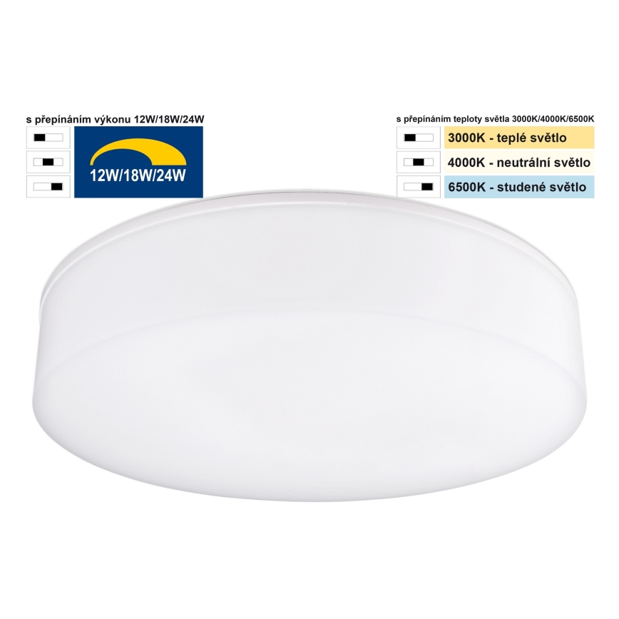 Top Light - Plafoniera LED dimmerabile da bagno BOXTER LED/12/18/24W/230V IP54 3000/4000/6500K diametro 28 cm