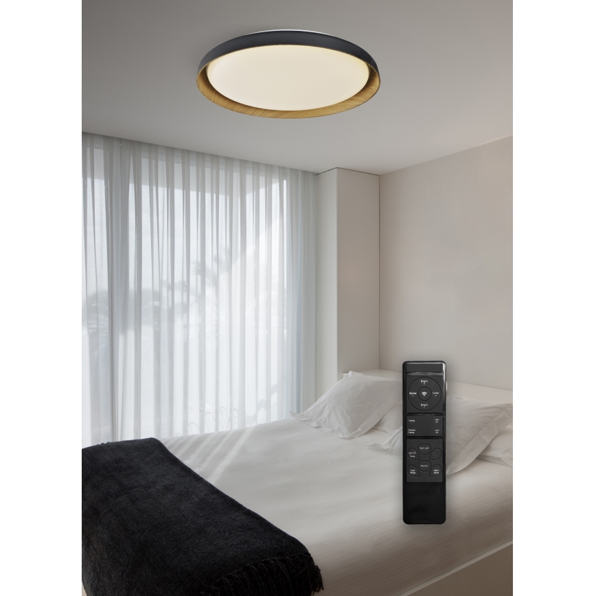 Top Light - Plafoniera LED dimmerabile SATELLITE LED/48W/230V 3000-6500K diametro 53 cm nero/marrone + telecomando