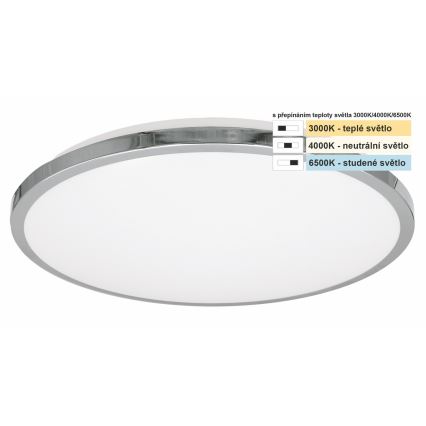 Top Light - Plafonnier salle de bain SILVER LED/10W/230V IP44 3000/4000/6500K d. 29 cm chrome brillant