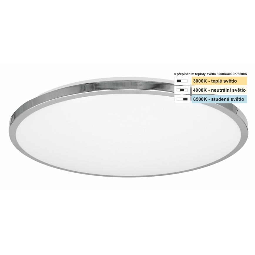 Top Light - Plafonnier salle de bain SILVER LED/18W/230V IP44 3000/4000/6500K d. 34 cm chrome brillant