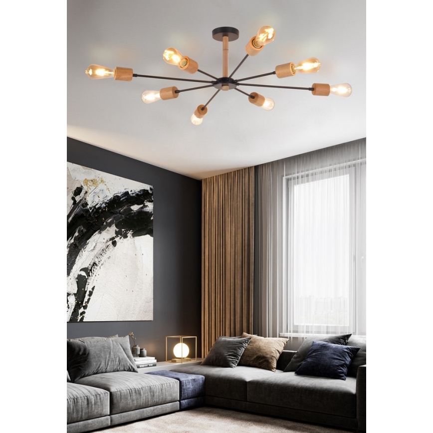 Top Light Star 8 - Lampadario a sospensione con supporto rigido STAR 8xE27/40W/230V pino