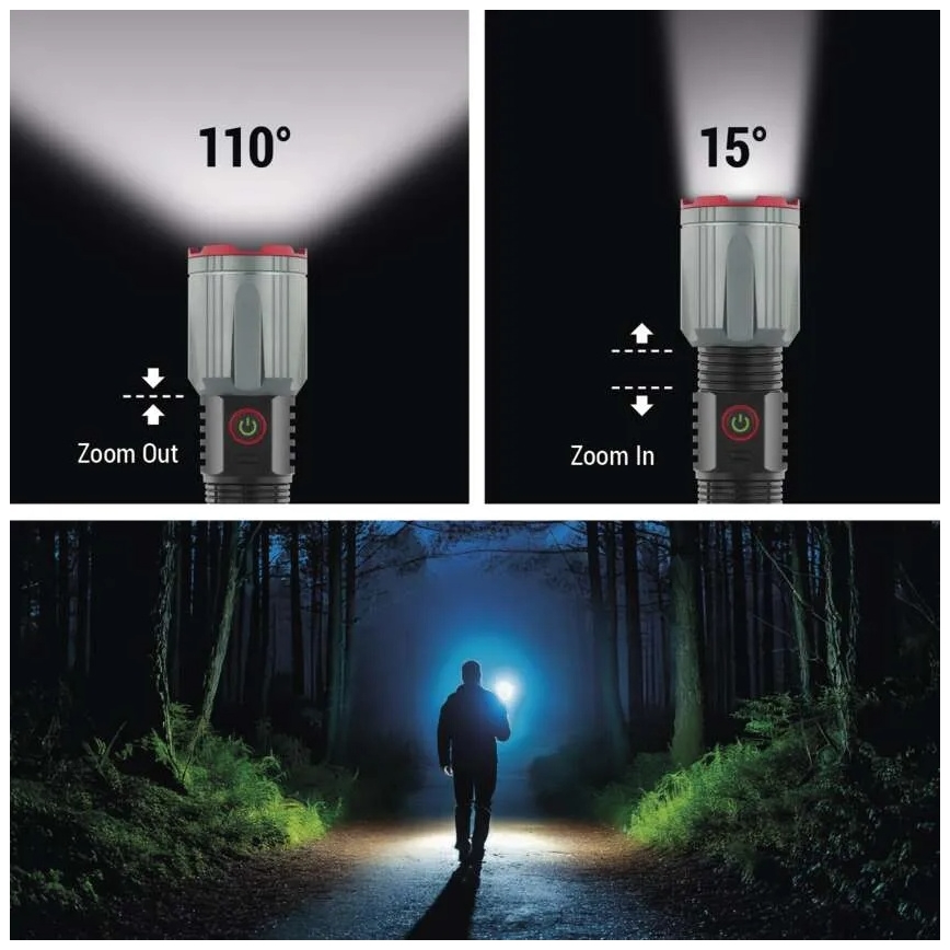 Torcia elettrica ricaricabile in metallo LED/5V 3000 brillante 5000 mAh IP43