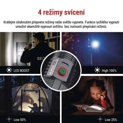 Torcia elettrica ricaricabile in metallo LED/5V 3000 brillante 5000 mAh IP43