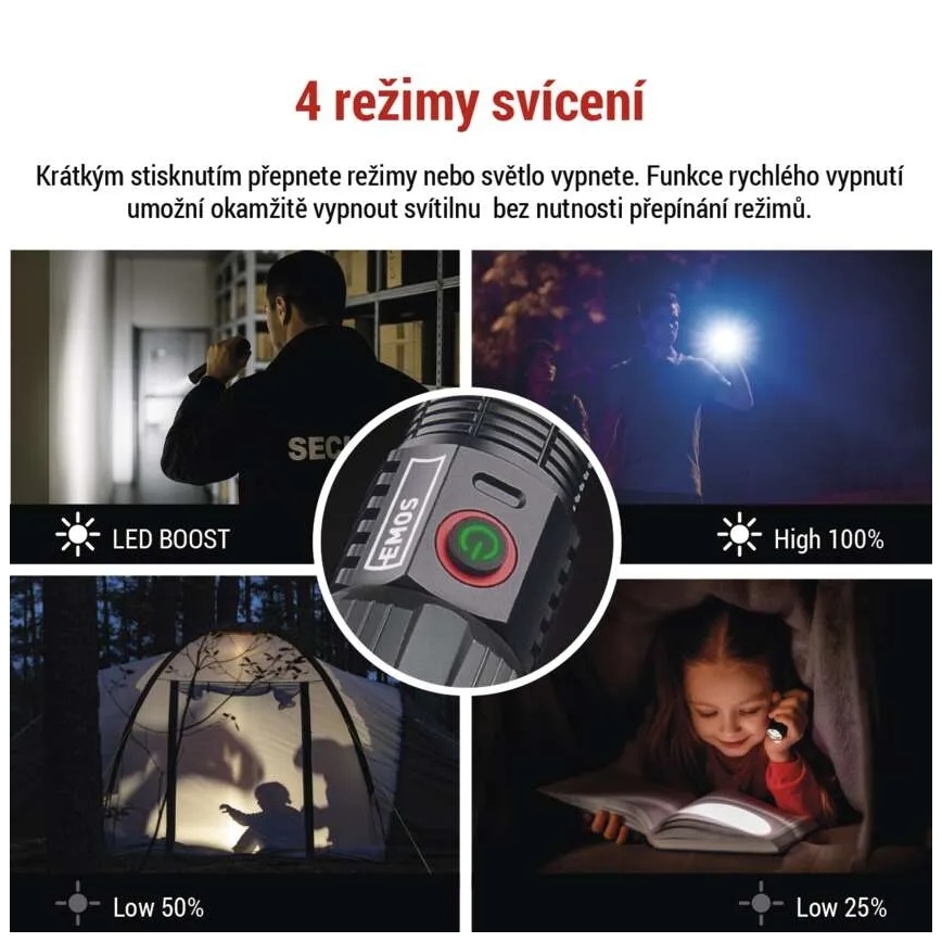 Torcia elettrica ricaricabile in metallo LED/5V 3000 brillante 5000 mAh IP43