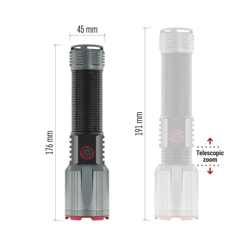 Torcia elettrica ricaricabile in metallo LED/5V 3000 brillante 5000 mAh IP43