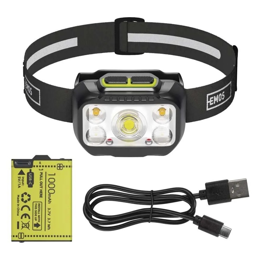 Torcia frontale ricaricabile ad intensità regolabile LED/3xAAA/1000 mAh 3,7V