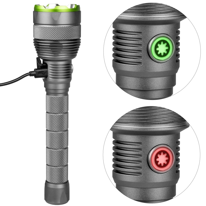 LED Torcia elettrica ricaricabile dimmerabile con power bank funzione LED/5V IPX7 10000 lucente 2600 mAh