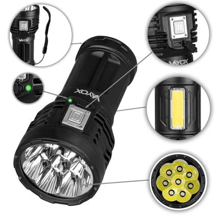 Torcia ricaricabile LED Dimmable LED/5V IPX4 600 shiny 1200 mAh