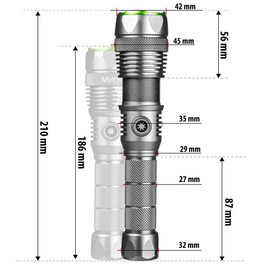 Torcia ricaricabile LED dimmerabile con funzione power bank LED/30W/5V IPX7 3000 lm 4000 mAh