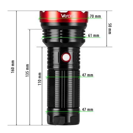 Torcia ricaricabile LED dimmerabile LED/20W/5V IPX5 2000 shiny 6000 mAh