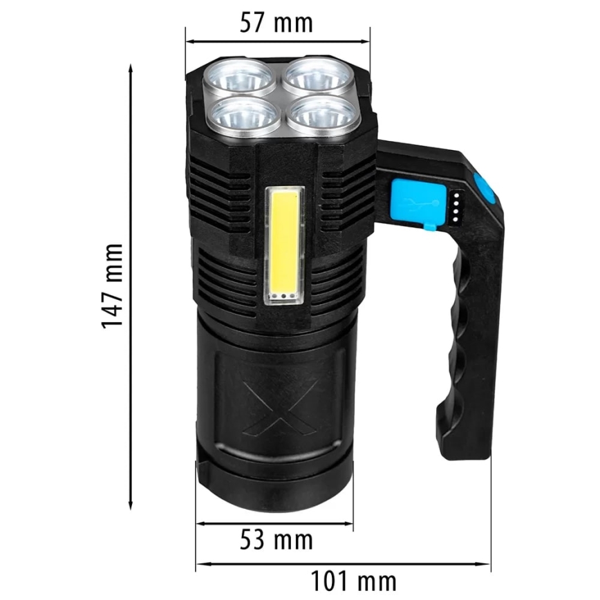 Torcia ricaricabile LED Dimmerabile LED/5V IPX4 250 brillante 1200 mAh