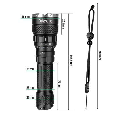 Torcia ricaricabile LED RGBW Dimmerabile LED/15W/5V IP66 1500 lucido 2000 mAh