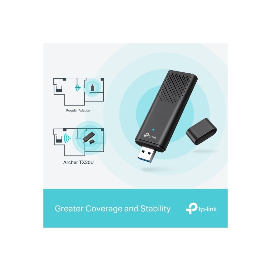 TP-Link - Adattatore USB wireless dual-band con Wi-Fi 6 Archer TX20U