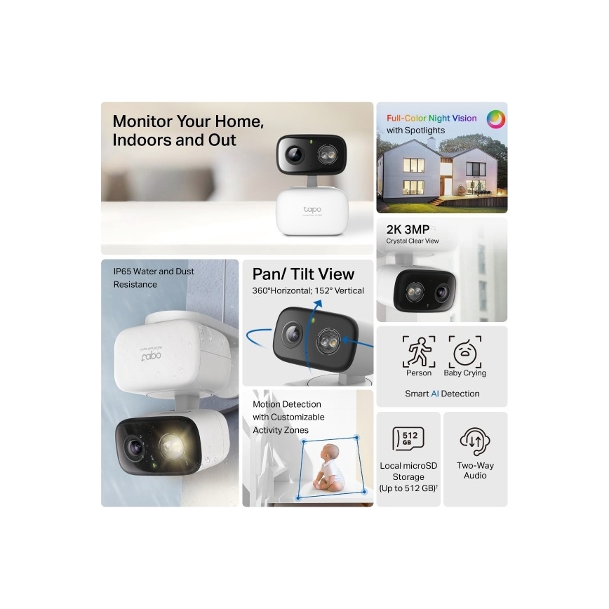 TP-Link - Caméra d'extérieur intelligente IP65 Wi-Fi Tuya