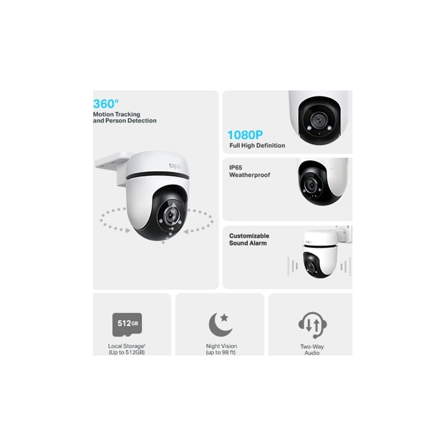 TP-Link - Caméra extérieure IP65 Wi-Fi
