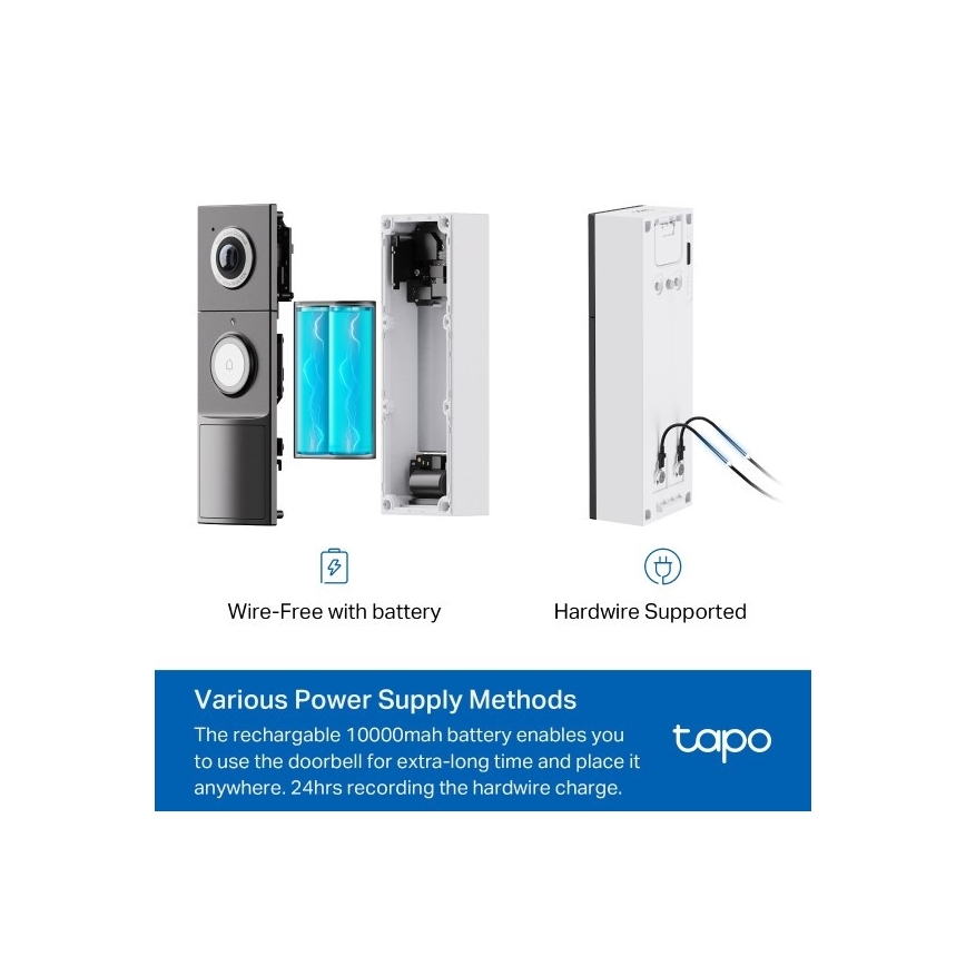 TP-Link - Campanello video intelligente 2K 10000 mAh IP66 Wi-Fi Tuya