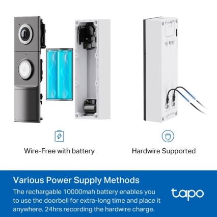 TP-Link - Campanello video intelligente con sensore, risoluzione 2K, batteria 10000 mAh, grado di protezione IP66, Wi‑Fi