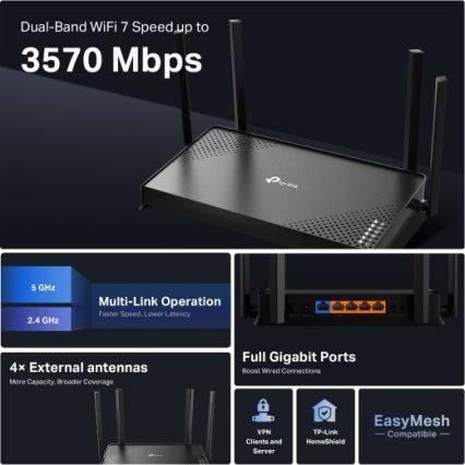 TP-Link - Router Wi‑Fi 7 a doppia banda Archer BE220