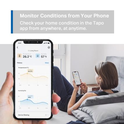TP-Link - Sensore intelligente per temperatura e umidità, alimentato da 1x CR2450, con connettività Wi-Fi