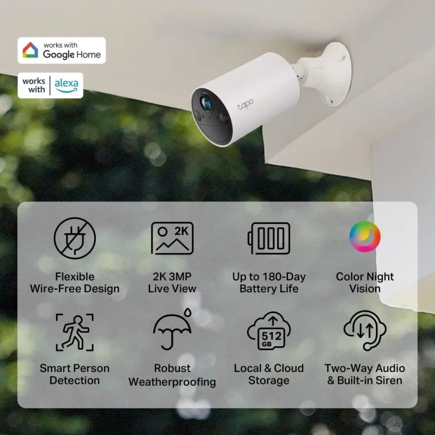 TP-Link - Intelligente Außenkamera mit Sensor, Schutzklasse IP65, Wi-Fi