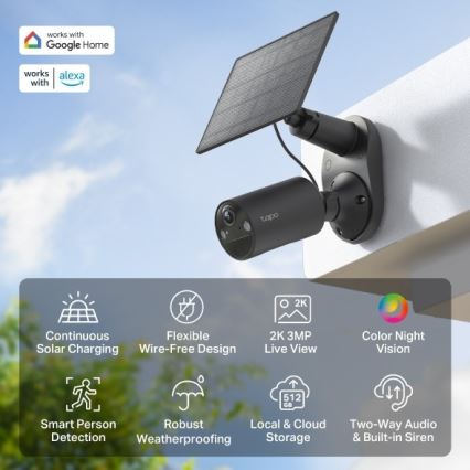TP-Link - Telecamera solare per esterni con sensore IP65 Wi-Fi