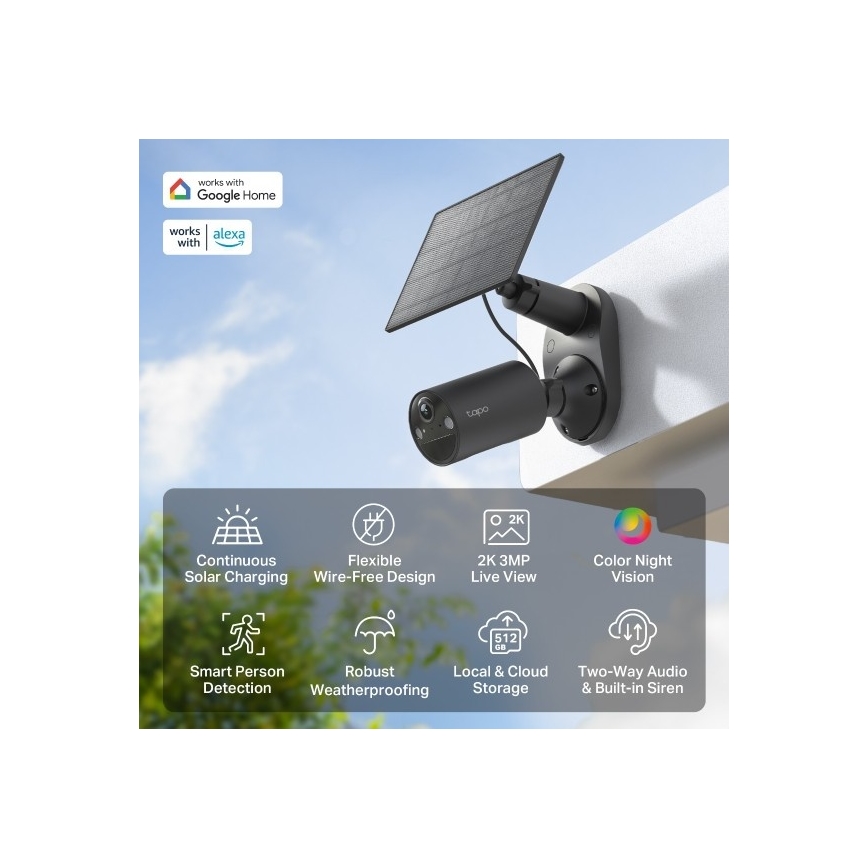 TP-Link - Telecamera solare per esterni con sensore IP65 Wi-Fi