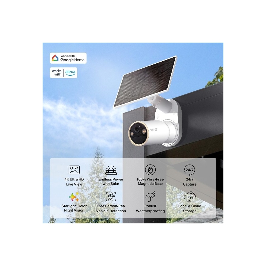 TP-Link - Telecamera solare per esterni con sensore, IP66, Wi-Fi