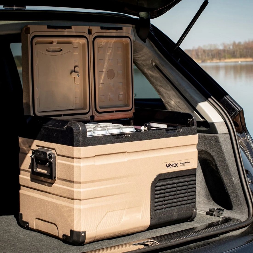 Tragbare Auto-Kühlbox mit LCD-Anzeige 39 l 230V/12V/24V braun