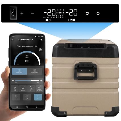 Tragbare Auto-Kühlbox mit LCD-Anzeige 39 l 230V/12V/24V braun