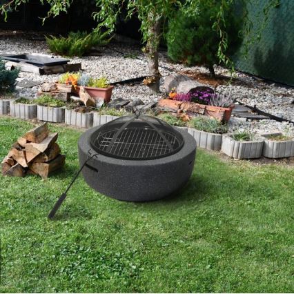 Tragbare Feuerstelle mit Grillrost anthrazit