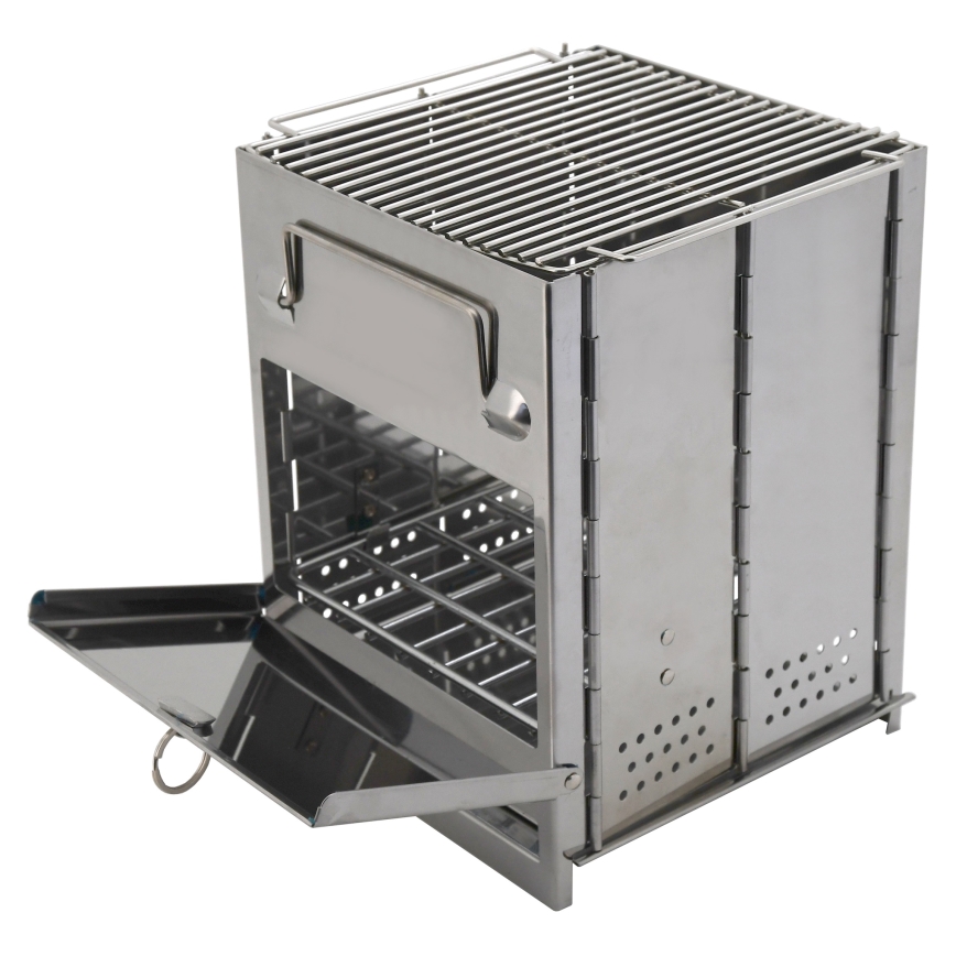 Tragbarer Holzkohlegrill Chrom glänzend