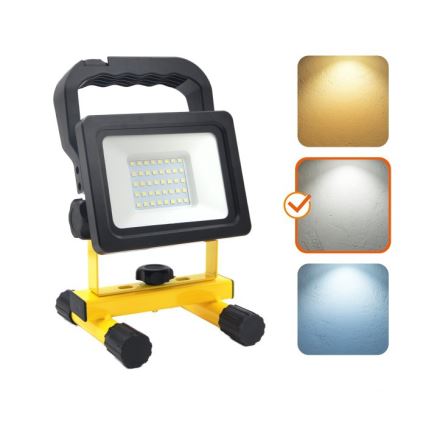 Dimmbarer tragbarer LED-Strahler TIGRA LED/20W/3,7V 4000K IP54 4400 mAh schwarz/gelb