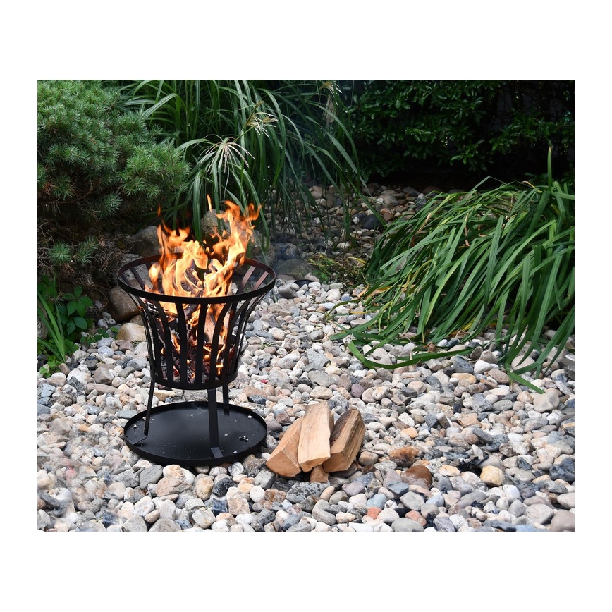 Tragbares Holzlagerfeuer mit Rost schwarz