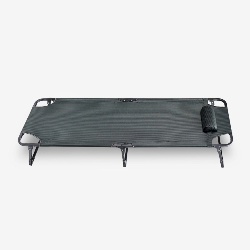 Transat de camping pliable avec matelas gris