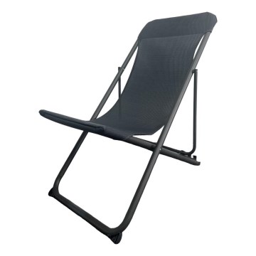 Transat de camping pliable noir