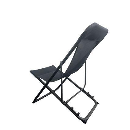 Transat de camping pliable noir