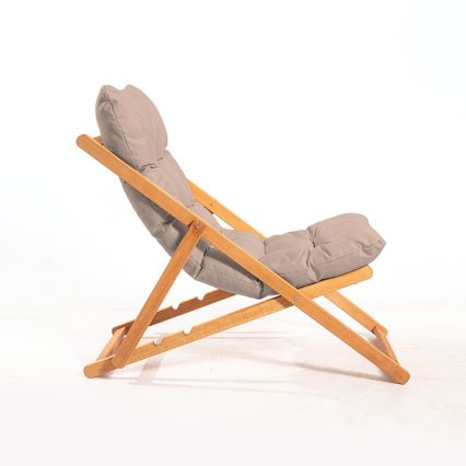 Chaise longue de jardin beige/hêtre