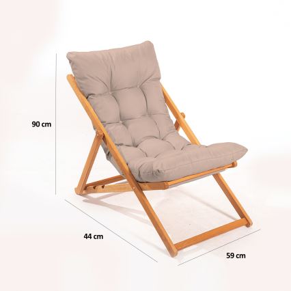 Chaise longue de jardin beige/hêtre
