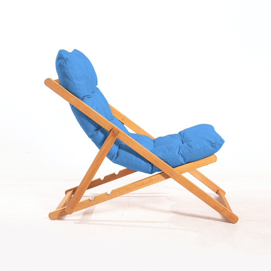 Chaise longue de jardin bleu/hêtre