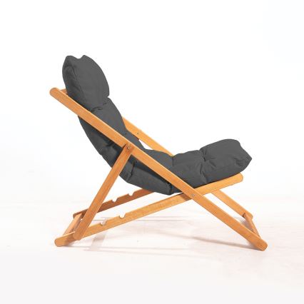 Chaise longue de jardin gris/hêtre