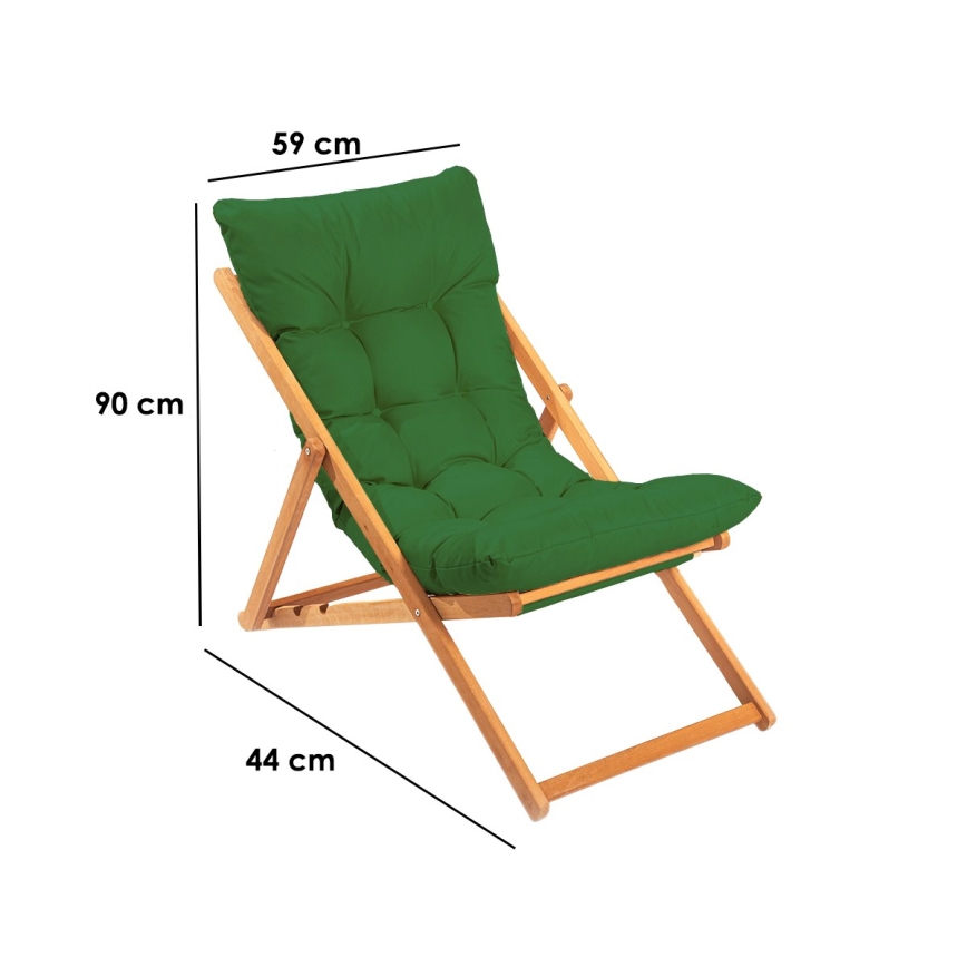 Transat de jardin vert/hêtre