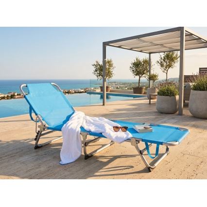 Transat pliant et réglable SUNO 56x190 cm bleu