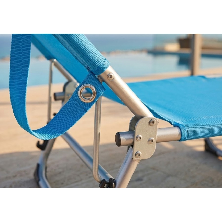 Transat pliant et réglable SUNO 56x190 cm bleu