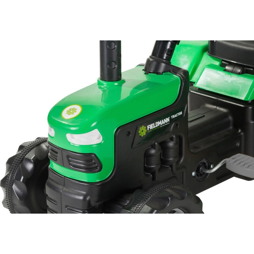 Trattore a pedali con carrello nero/verde