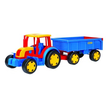 Trattore con rimorchio 102 cm rosso/blu/giallo
