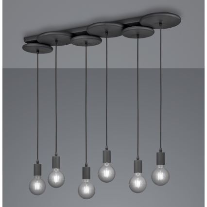 Trio - Kronleuchter an einer Schnur DISCUS 6xE27/28W/230V schwarz