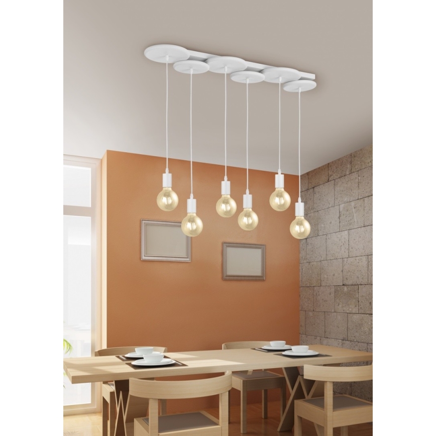 Trio - Kronleuchter an einer Schnur DISCUS 6xE27/28W/230V weiß